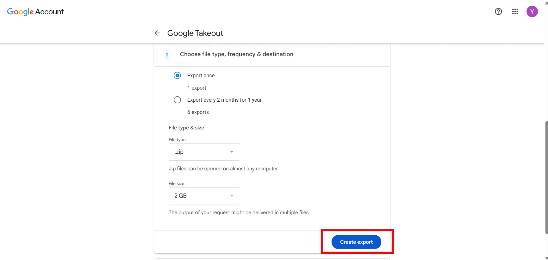 Create export